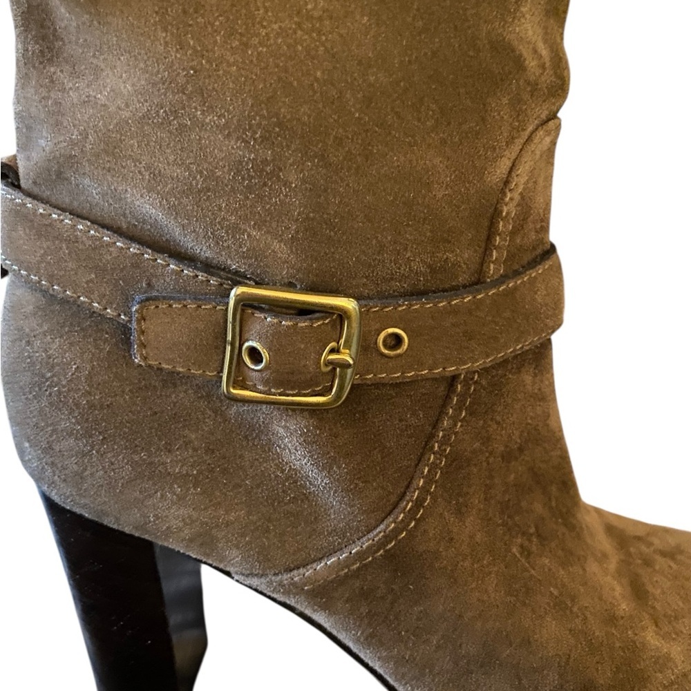 Coach Robynn mid-calf boots Flint Brown kidskin suede round toe Quiet Luxury - Picture 10 of 16